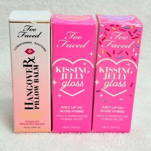 Too Faced Hangover Pillow Balm & Kissing Jelly Gloss Set - NIB